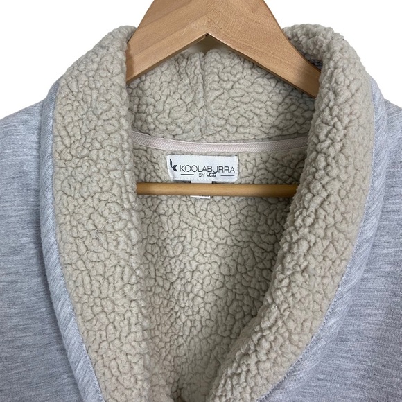 Koolaburra Ugg Sherpa Cardigan Size Small Gray Fleece Open Front Shawl Collar - Picture 4 of 8